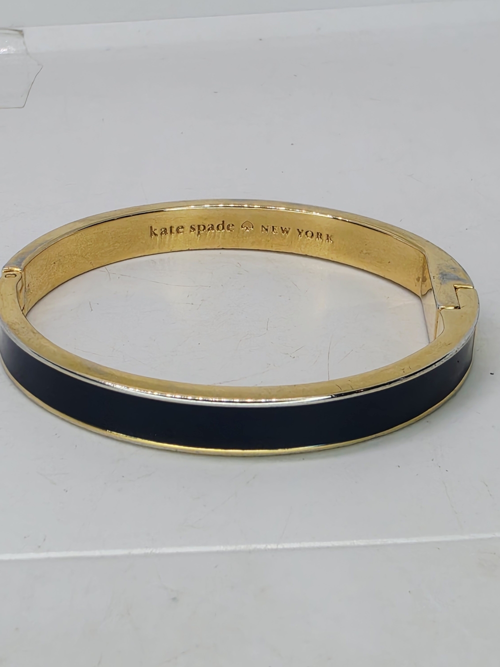 Kate Spade Bangle Hinged Bracelet True Blue Gold Tone Magnetic Closure Stack